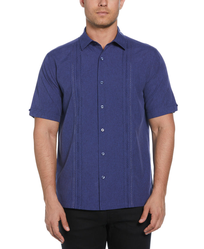 cubavera Geo Embroidered Panel Shirt Skipper Blue