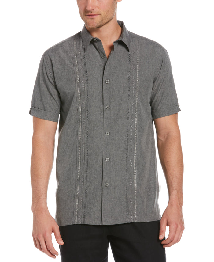 Cubavera Geo Embroidered Panel Shirt Steeple Gray
