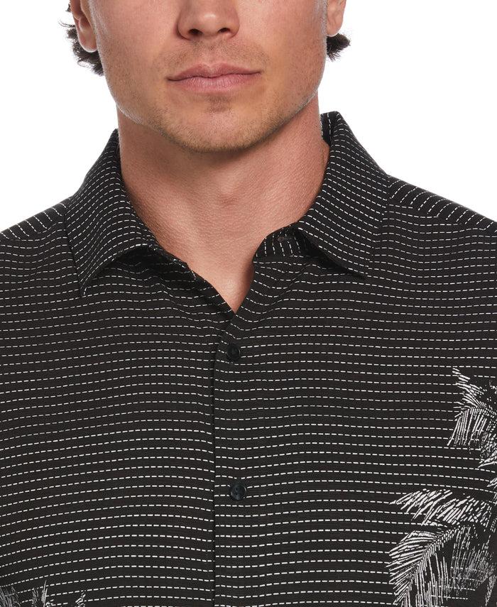 Cubavera Geo Palms Print Shirt Jet Black