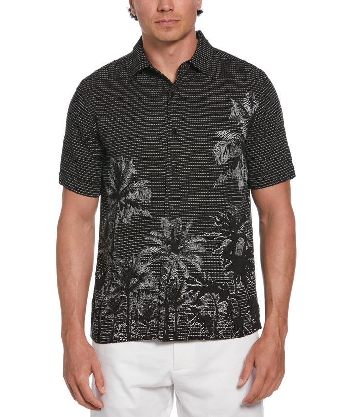 cubavera Geo Palms Print Shirt Jet Black