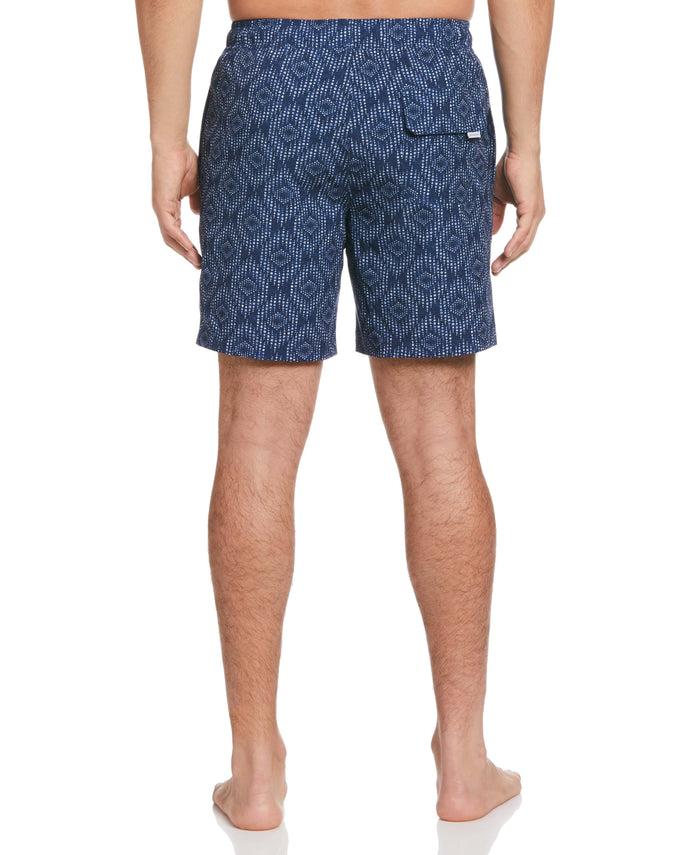Cubavera Geo Print 7" Swim Trunks Dress Blues