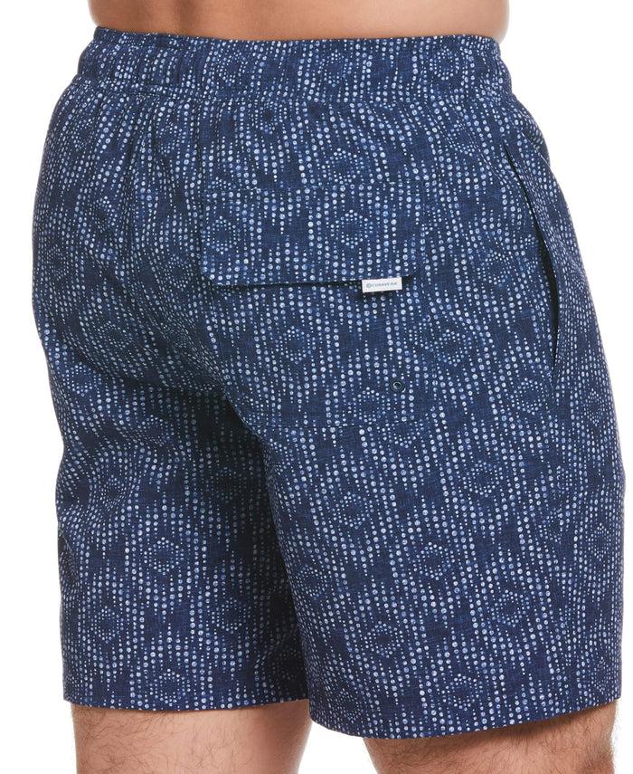 Cubavera Geo Print 7" Swim Trunks Dress Blues