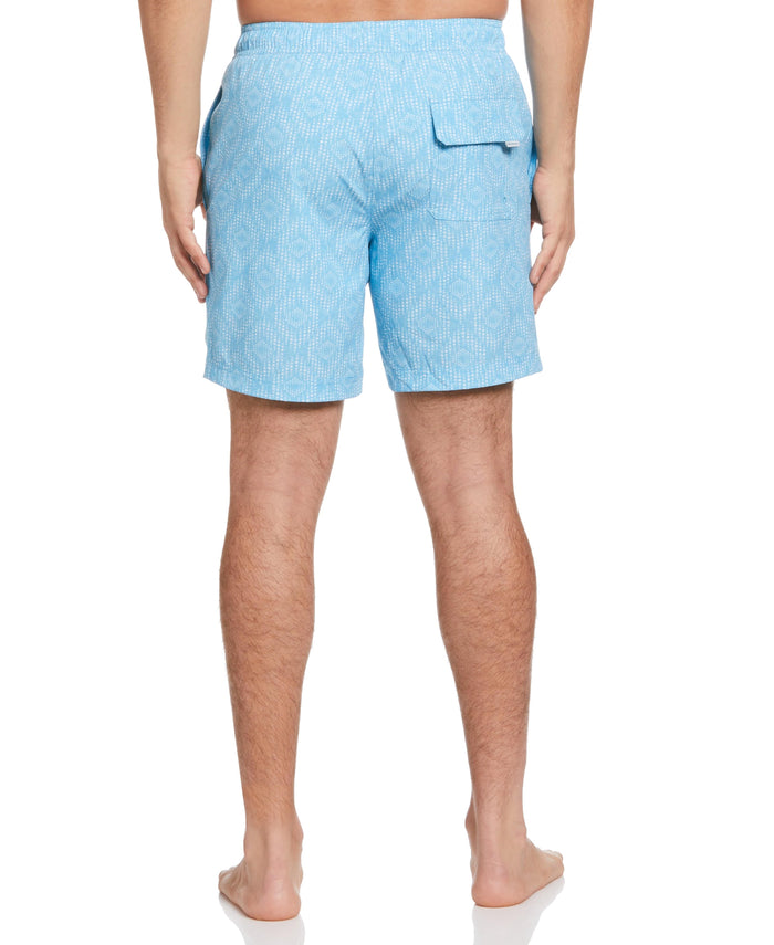 Cubavera Geo Print 7" Swim Trunks Norse Blue