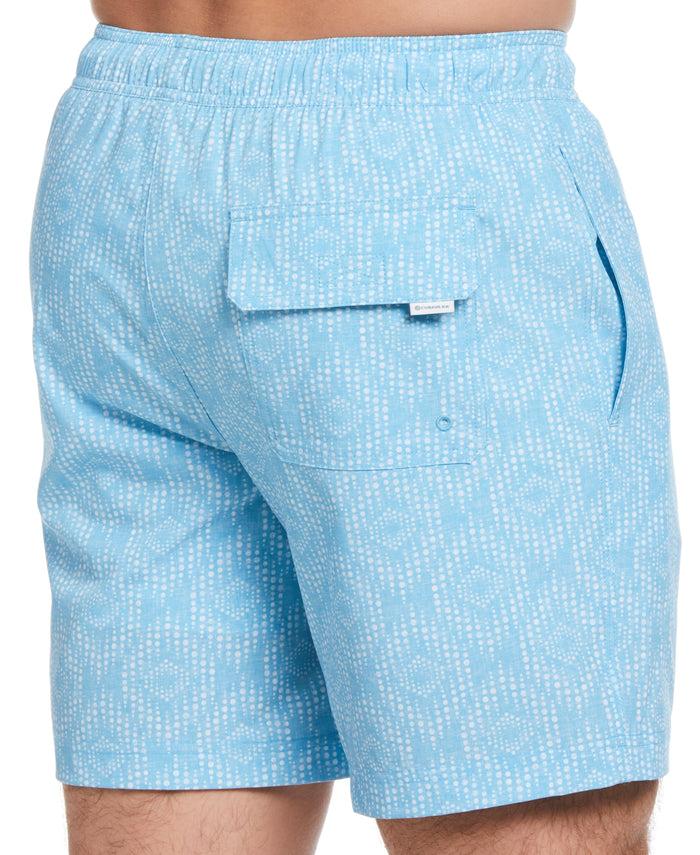 Cubavera Geo Print 7" Swim Trunks Norse Blue