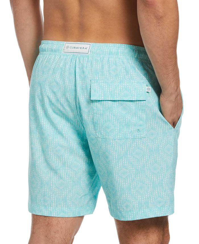 Cubavera Geo Print Swim Trunks Aruba Blue