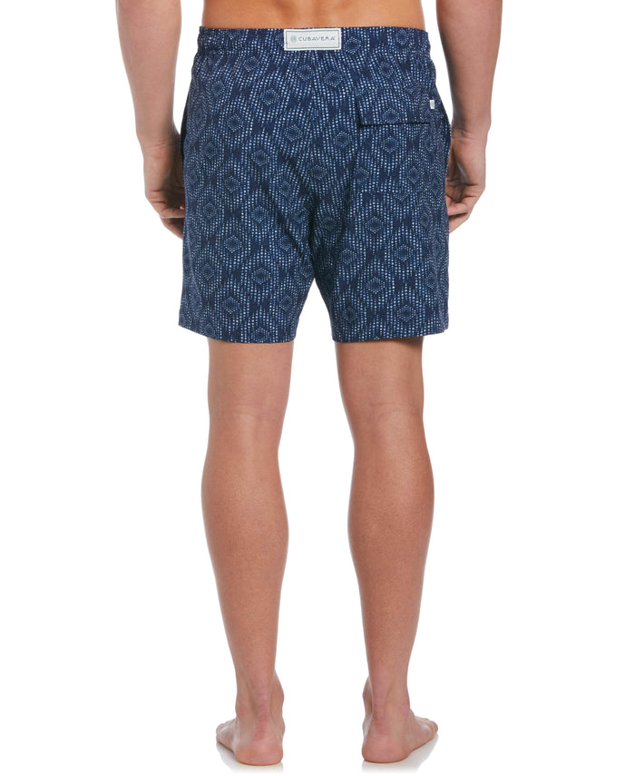 Cubavera Geo Print Swim Trunks Dress Blues