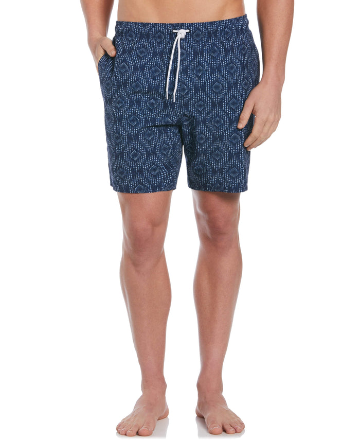 cubavera Geo Print Swim Trunks Dress Blues