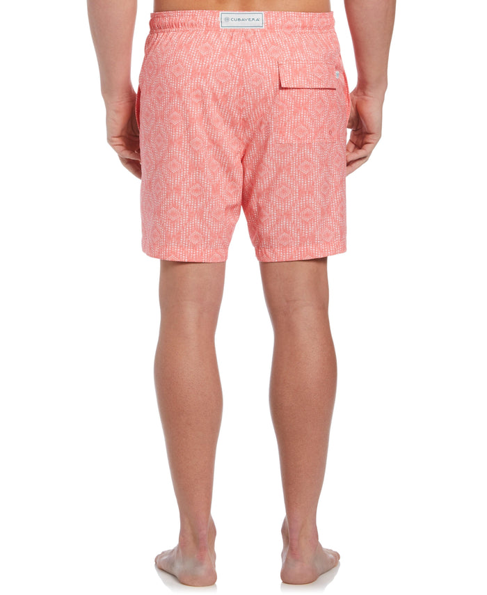 Cubavera Geo Print Swim Trunks Sunkissed Coral