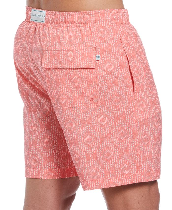 Cubavera Geo Print Swim Trunks Sunkissed Coral