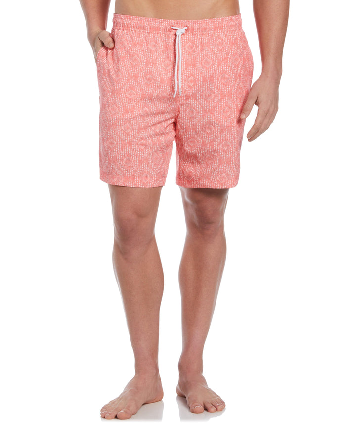cubavera Geo Print Swim Trunks Sunkissed Coral