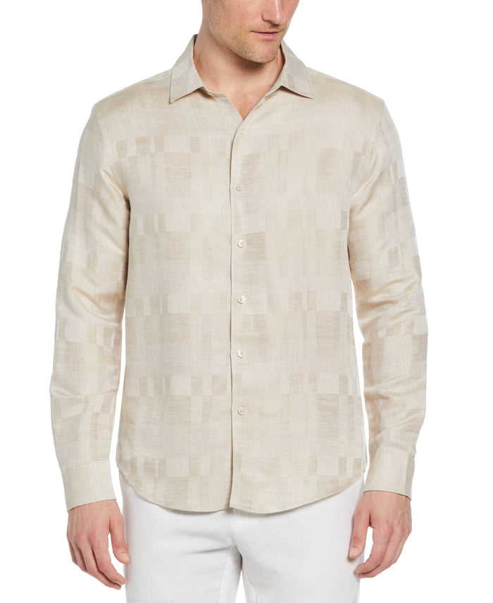cubavera Geometric Dobby Textured Shirt Linen