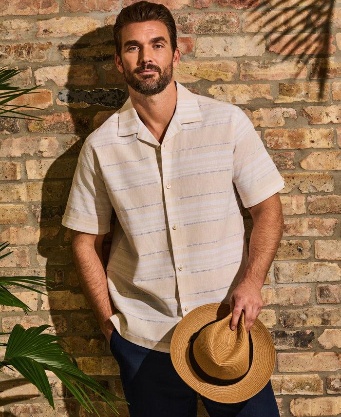Cubavera Horizontal Stripe Shirt Whitecap Gray