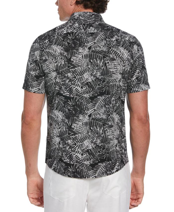 Cubavera Leaves Print Shirt Jet Black