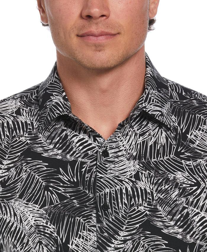 Cubavera Leaves Print Shirt Jet Black