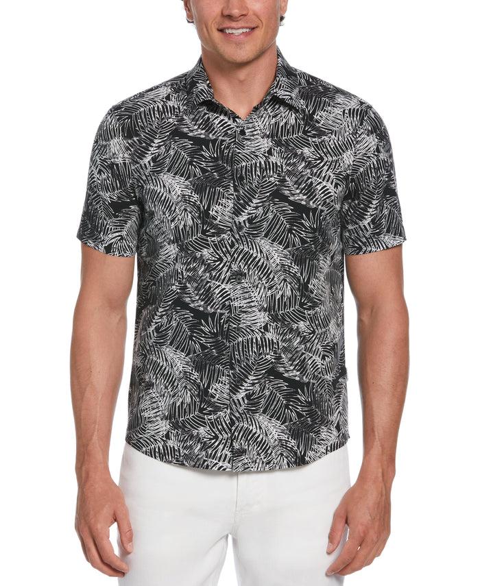 cubavera Leaves Print Shirt Jet Black