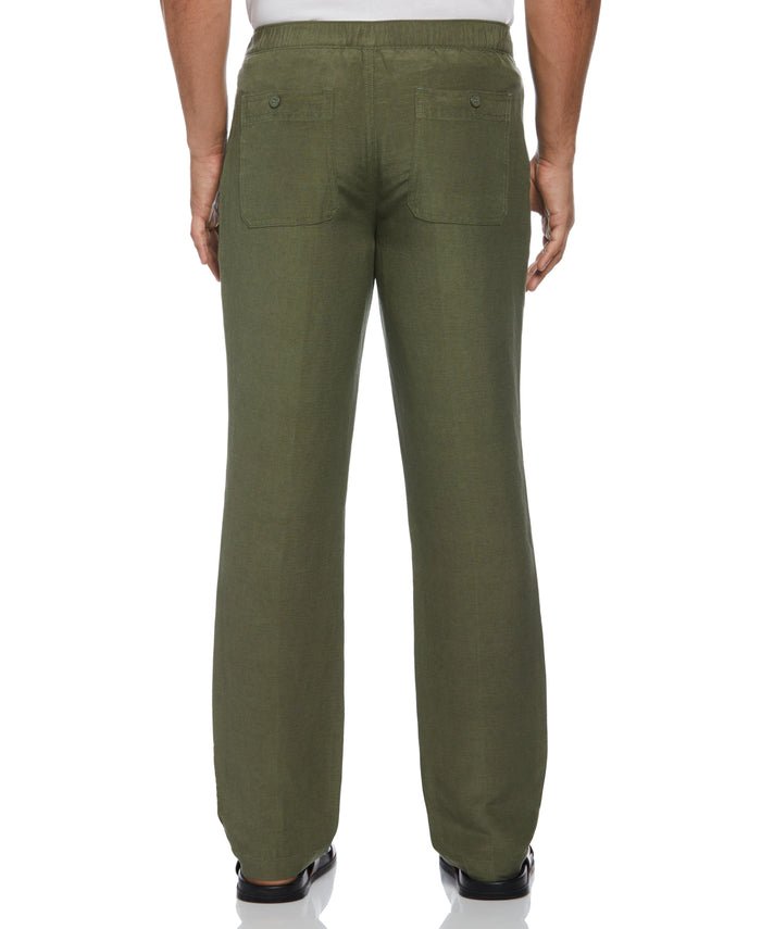Cubavera Linen-Blend Core Drawstring Pants Olivine