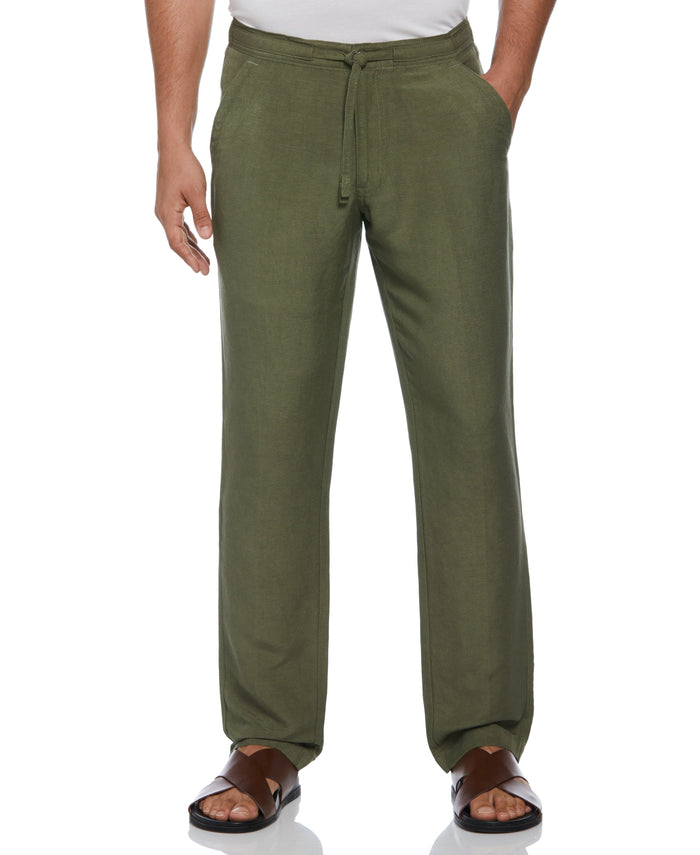 Cubavera Linen-Blend Core Drawstring Pants Olivine