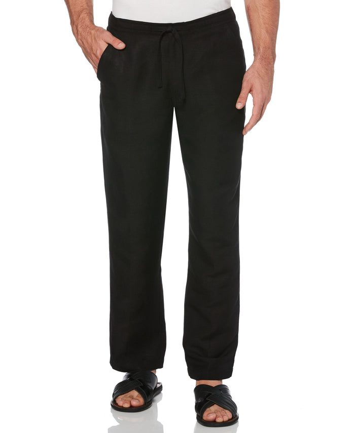 cubavera Linen-Blend Drawstring Pants Black