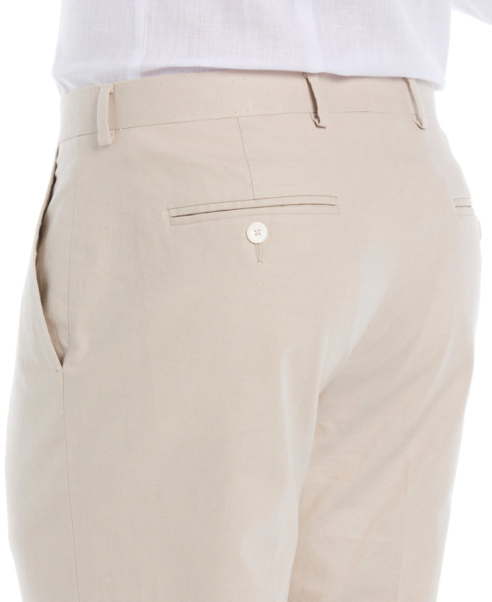Cubavera Linen Blend Flat Front Pant Beige