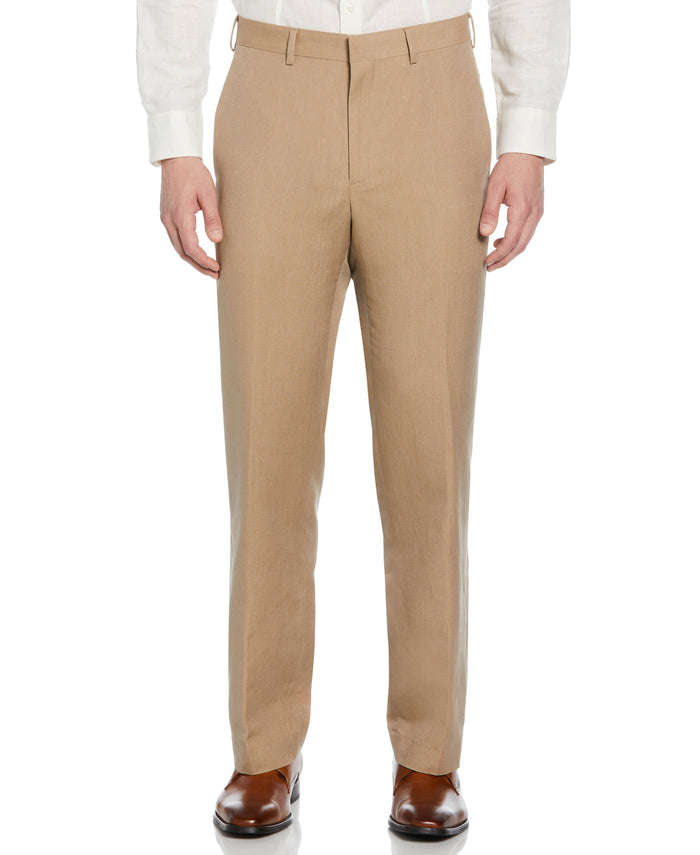 Cubavera Linen-Blend Flat Front Pant - Brown Dune