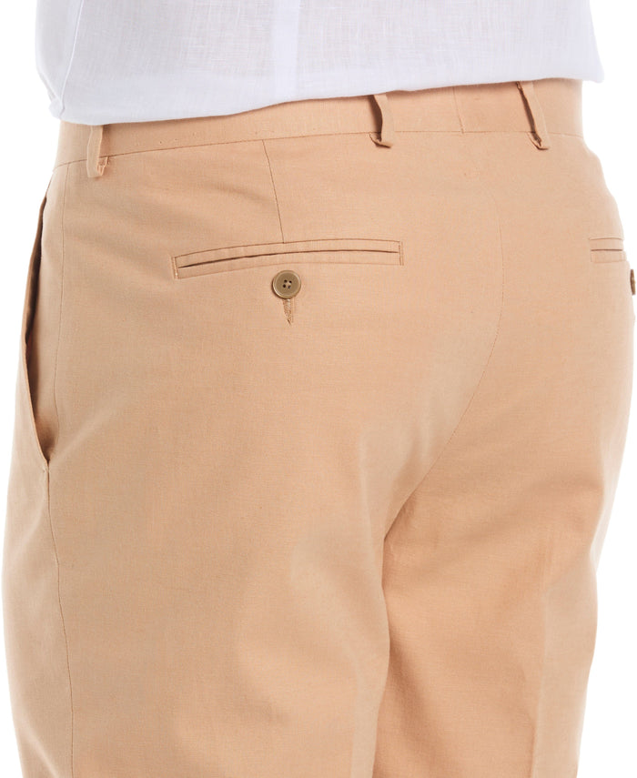 Cubavera Linen Blend Flat Front Pant Camel