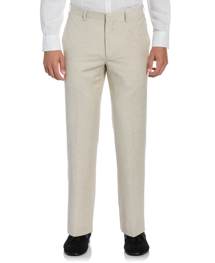 Cubavera Linen-Blend Flat Front Pants - Khaki Khaki