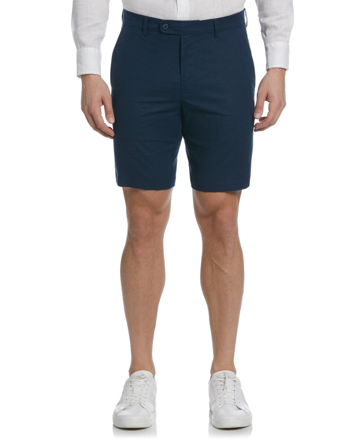 cubavera Linen-Blend Flat Front Short Dress Blues