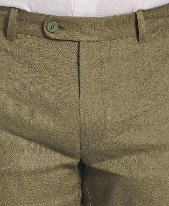 Cubavera Linen-Blend Flat Front Shorts Olivine