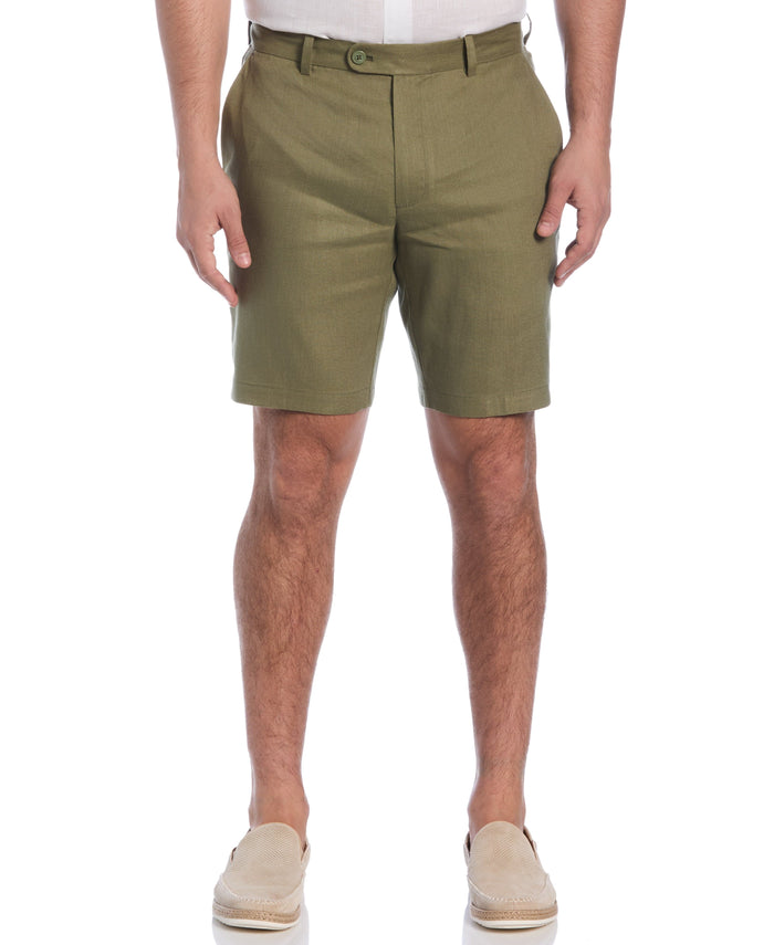 cubavera Linen-Blend Flat Front Shorts Olivine