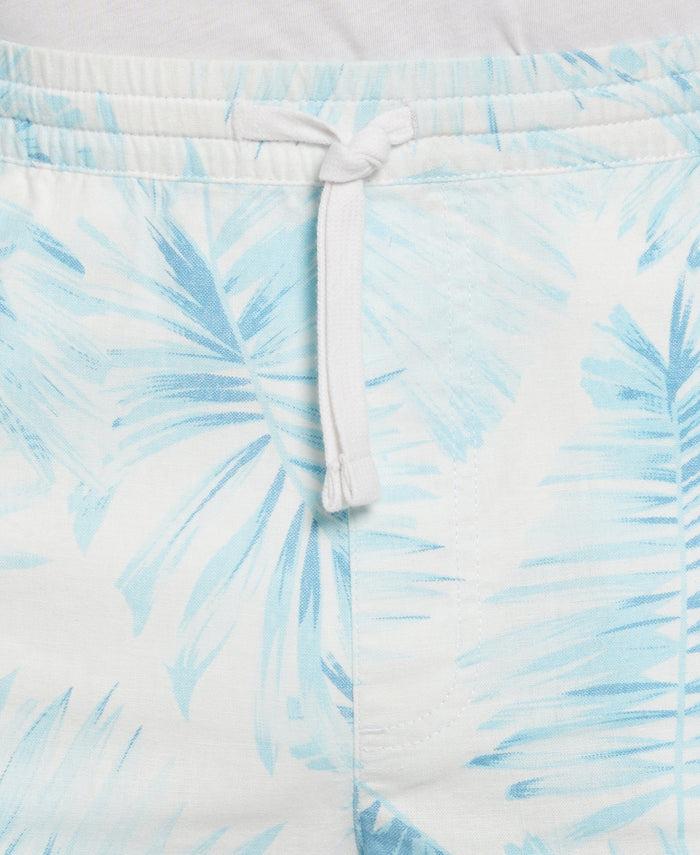 Cubavera Linen Blend Palm Print Short Aqua Esque