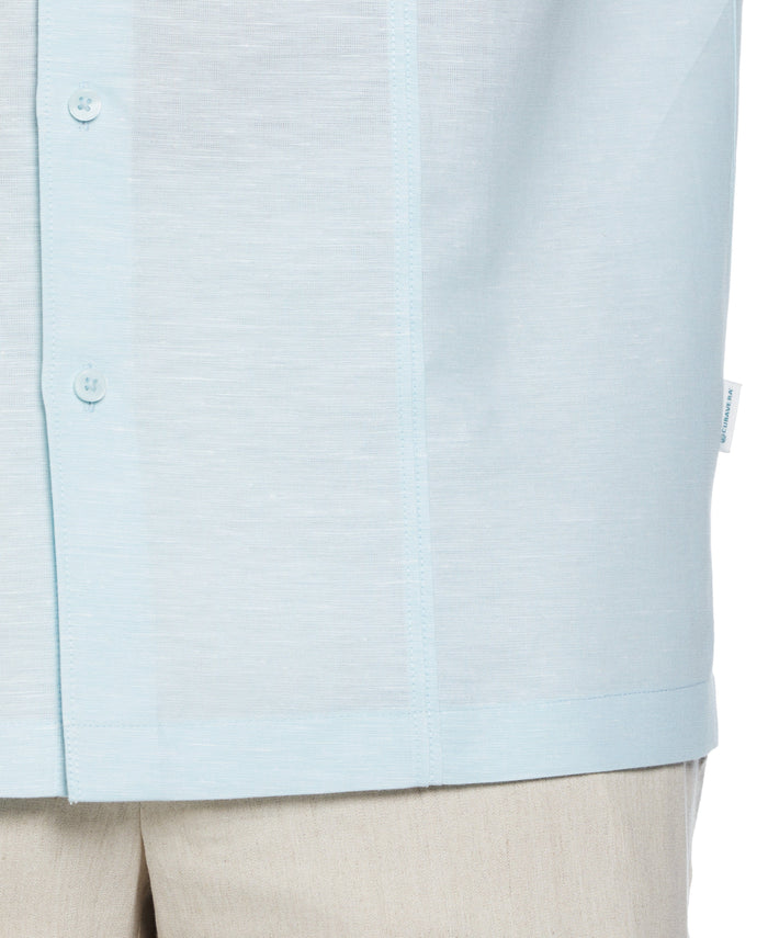 Cubavera Linen Blend Panel Shirt Aquatic