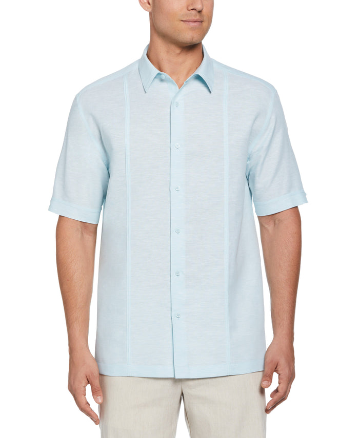 cubavera Linen Blend Panel Shirt Aquatic