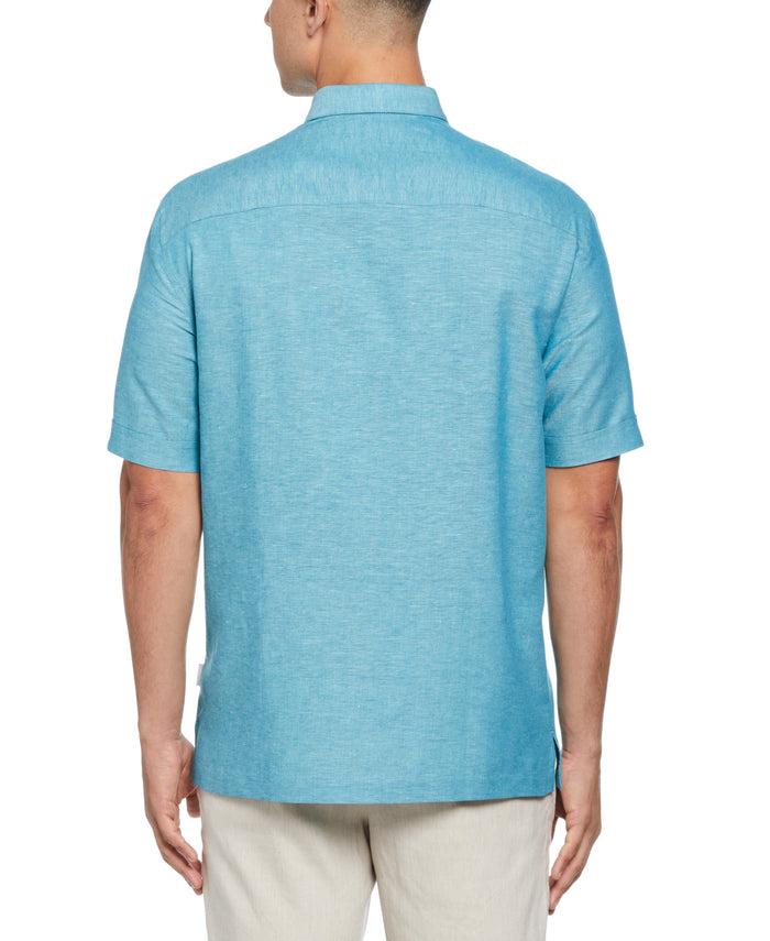 Cubavera Linen Blend Panel Shirt Crystal Teal