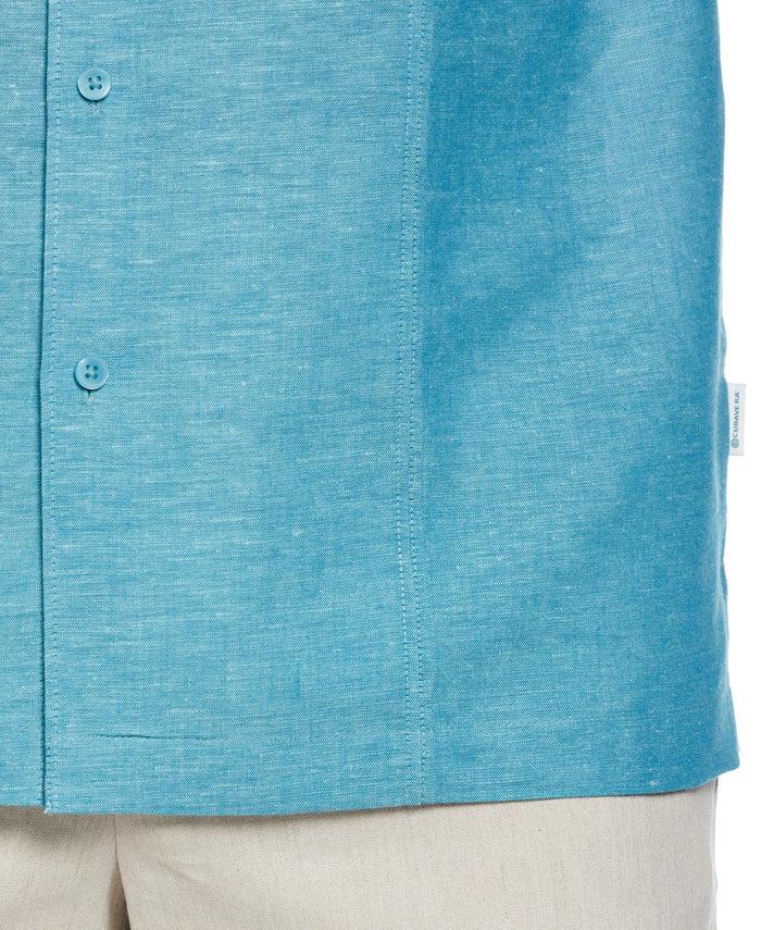 Cubavera Linen Blend Panel Shirt Crystal Teal