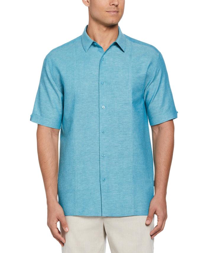 cubavera Linen Blend Panel Shirt Crystal Teal