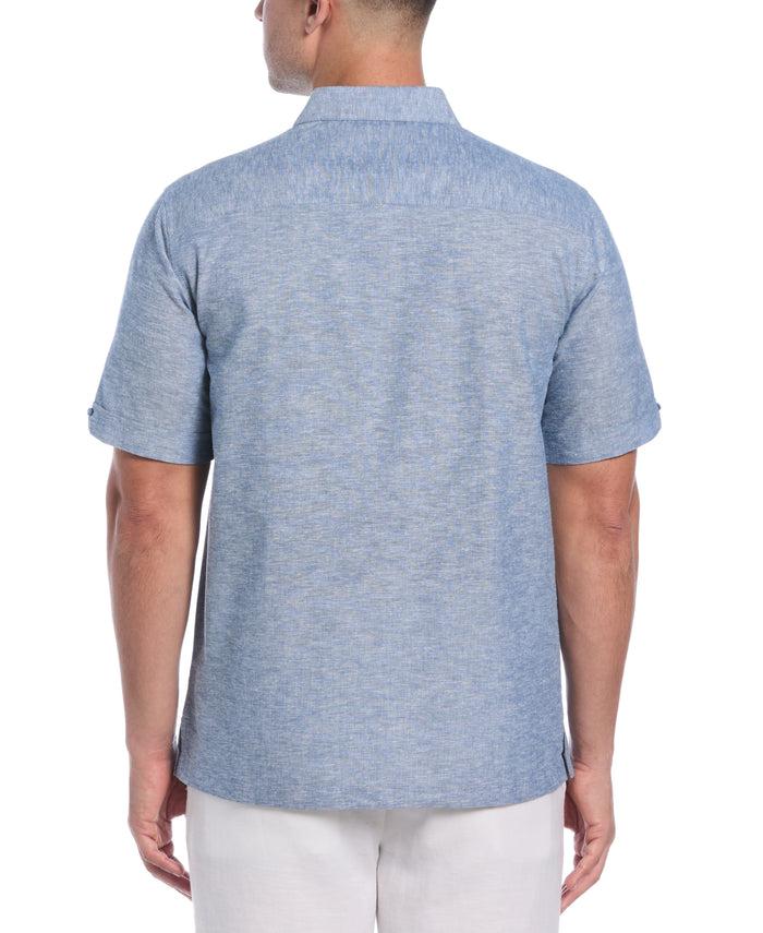 Cubavera Linen Blend Panel Shirt Dark Blue