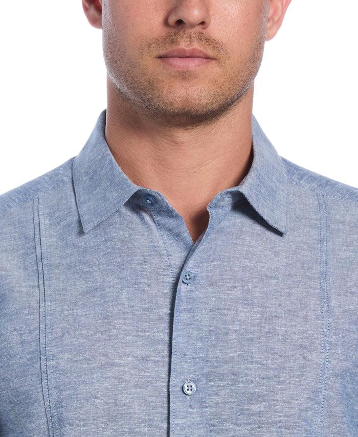 Cubavera Linen Blend Panel Shirt Dark Blue