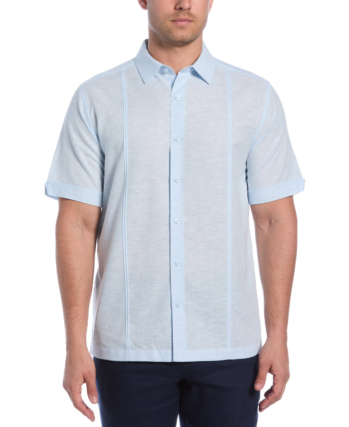 cubavera Linen Blend Panel Shirt Dream Blue