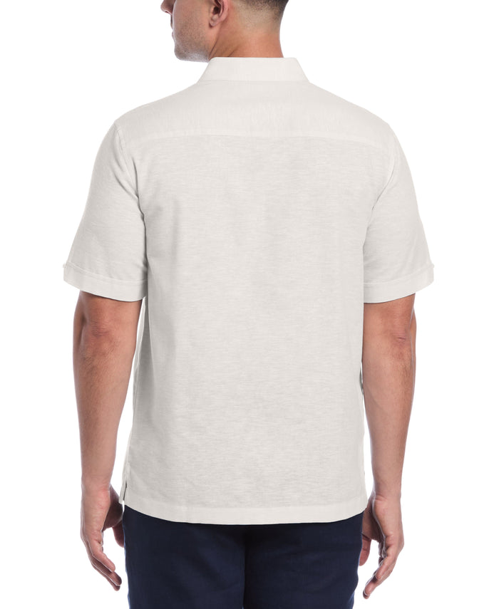Cubavera Linen Blend Panel Shirt Egret