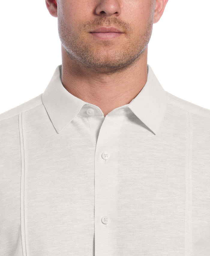 Cubavera Linen Blend Panel Shirt Egret