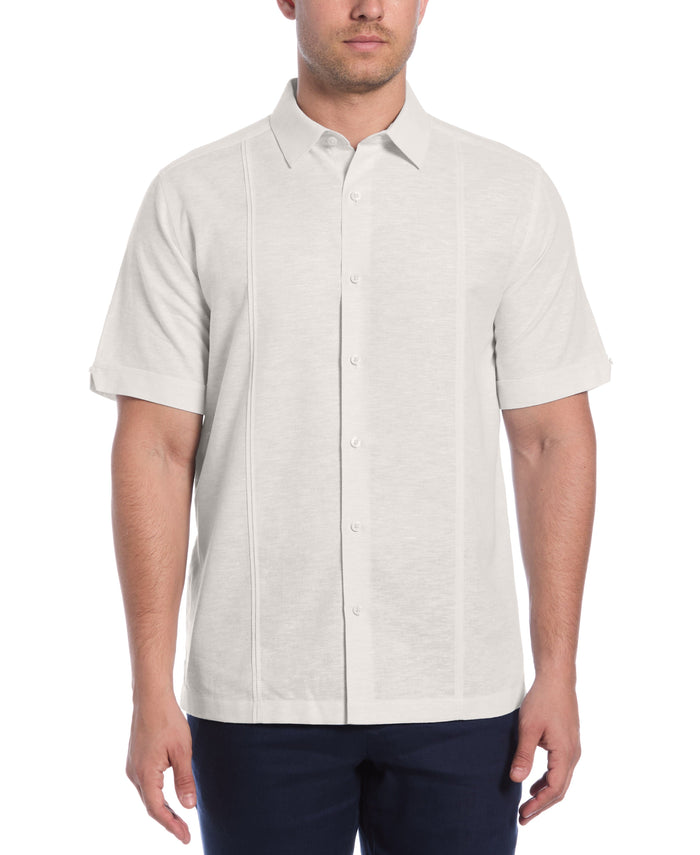 cubavera Linen Blend Panel Shirt Egret