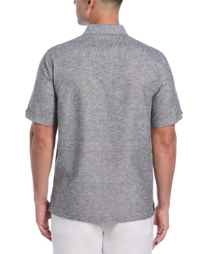 Cubavera Linen Blend Panel Shirt Jet Black