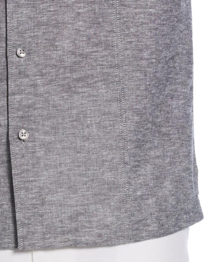 Cubavera Linen Blend Panel Shirt Jet Black