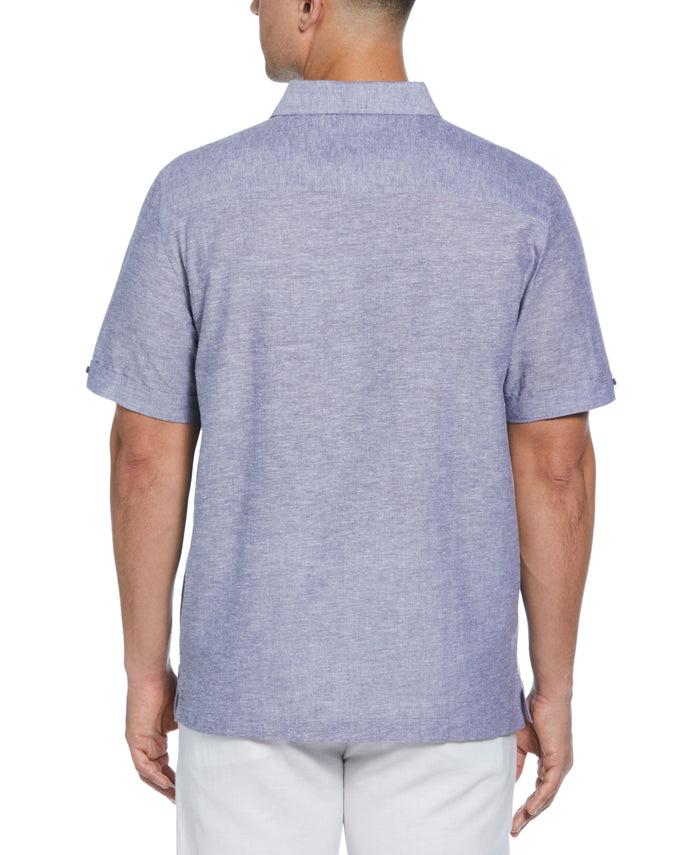 Cubavera Linen Blend Panel Shirt Skipper Blue