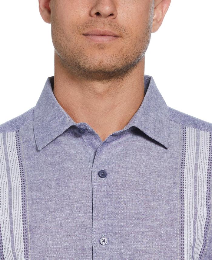Cubavera Linen Blend Panel Shirt Skipper Blue