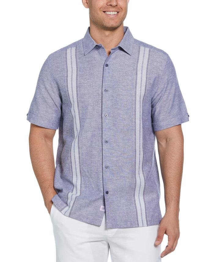 cubavera Linen Blend Panel Shirt Skipper Blue