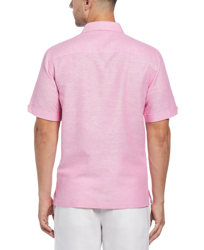 Cubavera Linen Blend Panel Shirt Strawberry Moon