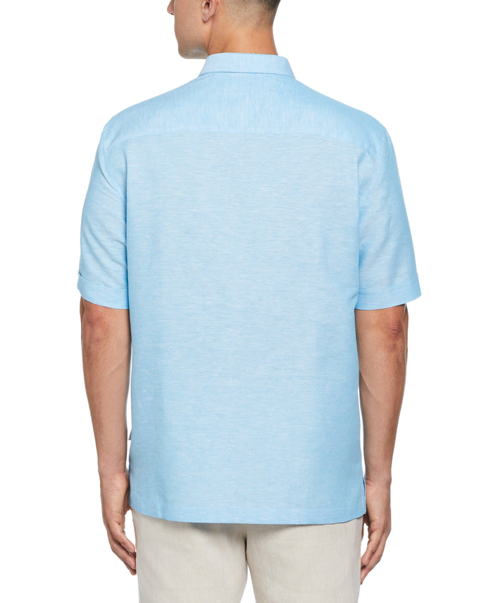 Cubavera Linen Blend Panel Shirt Swim Cap
