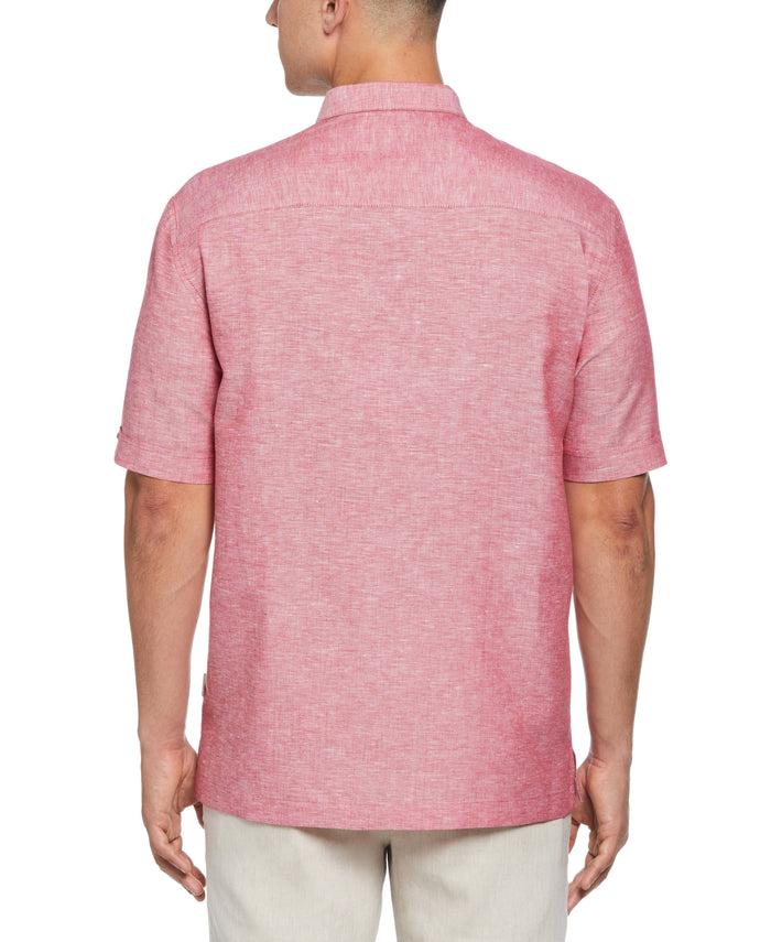 Cubavera Linen Blend Panel Shirt Tango Red