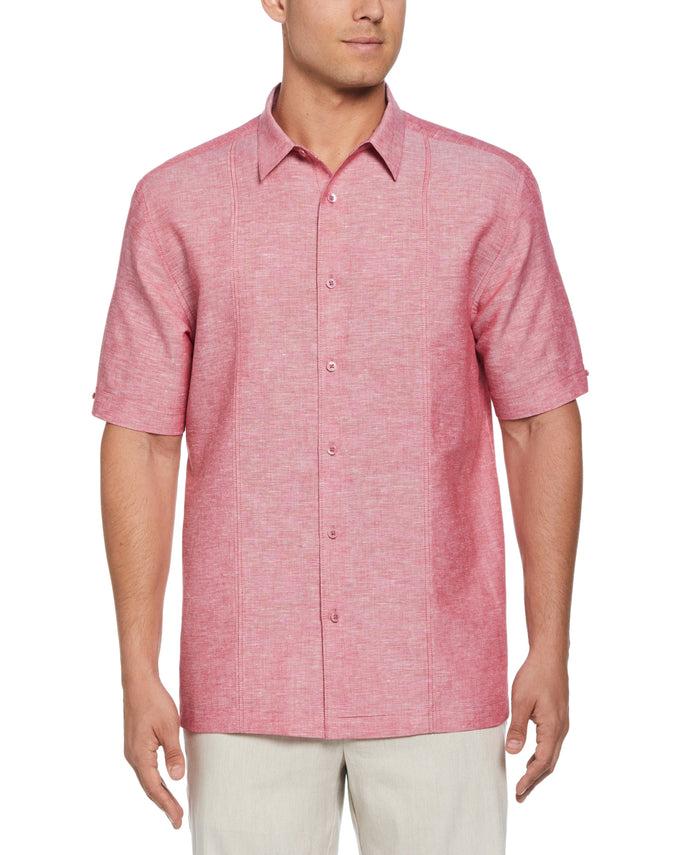cubavera Linen Blend Panel Shirt Tango Red
